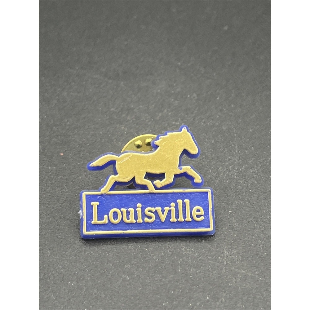 Louisville Kentucky Gold Tone Horse Plastic Lapel Hat Pin